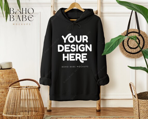 Gildan 18500 Black Hoodie Mockup Hanging Gildan Hoodie Mockup Boho Hoodie Mock Black Hanging Hoodie Mockup Black Hoodie Flat Lay Etsy