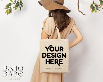 Natürliche Einkaufstasche Mockup, Boho Einkaufstasche Modell Mock, hängende Einkaufstasche Mock-up, Einkaufstasche Mock-up, Baumwolle Canvas Einkaufstasche Mockup Sublimation SVG