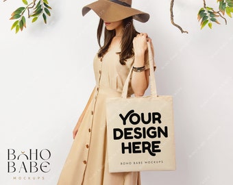 Natürliche Einkaufstasche Mockup, Boho Einkaufstasche Modell Mock, hängende Einkaufstasche Mock-up, Einkaufstasche Mock-up, Baumwolle Canvas Einkaufstasche Mockup Sublimation SVG