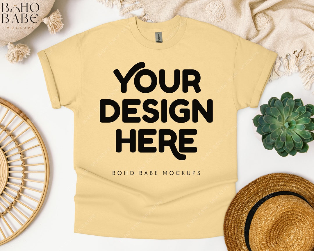 Maglietta Gildan Heavy Cotton 100% Cotone (G500) - Colore Yellow Haze - Taglia 3XL - T-Shirt Basic Uomo Donna