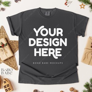Comfort Colors 1717 Christmas Mockup Bundle | CC1717 Xmas Flatlay Mock up Bundle, Boho Flat Lay Tshirt Template, POD Unisex Shirt image 7