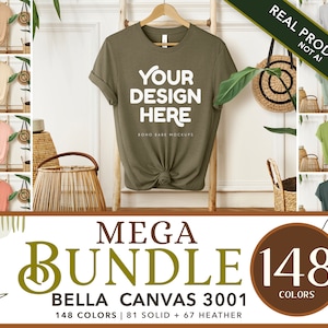 Bella Canvas 3001 Mockup Bundle | 148 Farben, Bella und Canvas T-Shirt Mockup Bundle, Boho Hängende Tshirt Mocks, POD Mockups