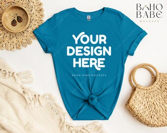 ANTIQUE SAPPHIRE Gildan 64000 Mockup, Gildan Softstyle Tshirt Mockup, Boho Flat Lay Tshirt Mockup, Gildan Soft Style Shirt Flatlay