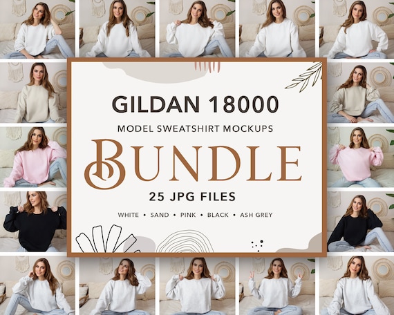 Gildan 18000 Mockup Bundle | Gildan Crewneck Mockup Bundle | Model Mockup Bundle | Boho Sweater Mockups | Oversized Mockups | POD Mocks