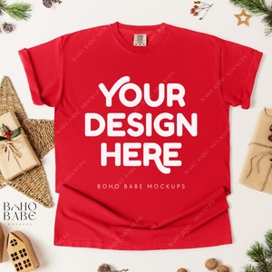 Comfort Colors 1717 Christmas Mockup Bundle | CC1717 Xmas Flatlay Mock up Bundle, Boho Flat Lay Tshirt Template, POD Unisex Shirt image 5