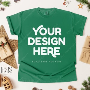 Comfort Colors 1717 Christmas Mockup Bundle | CC1717 Xmas Flatlay Mock up Bundle, Boho Flat Lay Tshirt Template, POD Unisex Shirt image 3