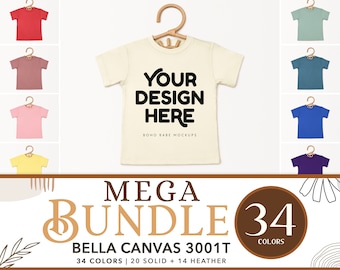 Bella Canvas 3001T Mockup Bundle | Toddler Tshirt Mockups, Kids Tee Flatlay, Boy Girl Shirt Photo, POD Boho Flat Lay, Gender Neutral Mocks