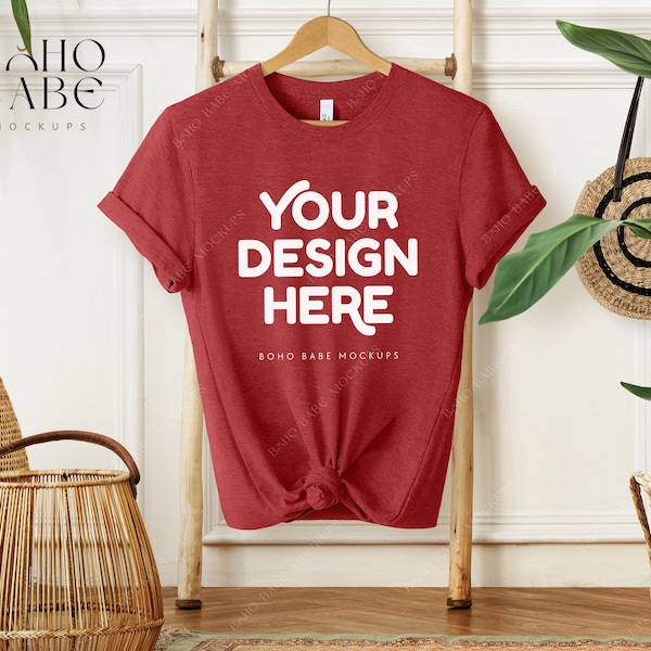 Bella Canvas Heather Canvas Red T-Shirt - Unisex, Retail Fit, Pre-Shrunk Cotton (Size L) - View #11