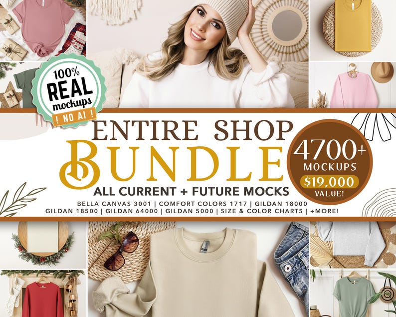 Pacote de mockups Gildan 18000 | Pacote de mockups Gildan Crewneck | Pacote de mockups de modelos | Mockups de suéteres Boho | Mockups grandes | Mockups POD imagem 4