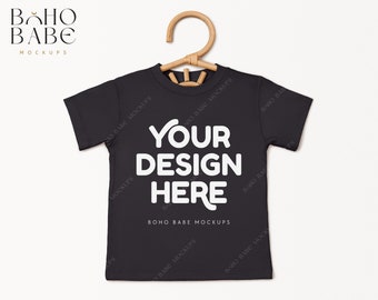 3001T VINTAGE BLACK Bella Canvas 3001T Mockup | Toddler Tshirt Mock, Kids Tee Flatlay, Boy Girl Shirt Photo PoD Boho Flat Lay Neutral