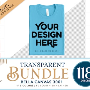 Maqueta de Bella Canvas 3001 / Maqueta de camiseta plegada Bella and Canvas, camiseta recortada con POD, fondo transparente PNG, SVG