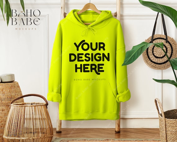 Safety green gildan hoodie cheap