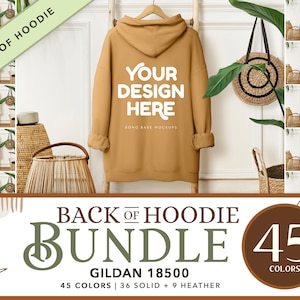 Gildan 18500 Back Mockup Bundle | Gildan 18500 Back of Hoodie Mock up Bundle, Hanging Hoodie Back Side Mock ups, Boho Hoodie Mockups, POD