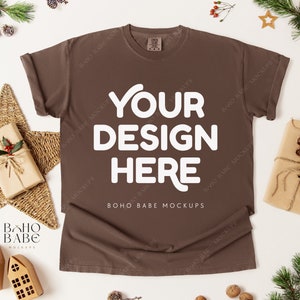 Comfort Colors 1717 Christmas Mockup Bundle | CC1717 Xmas Flatlay Mock up Bundle, Boho Flat Lay Tshirt Template, POD Unisex Shirt image 8