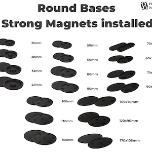 Magnetized Round Bases with N52 Magnets – Warhammer Compatible | Secure Storage & Transport | 25mm–160mm Sizes | PLA Wargame Base