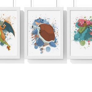 Conjunto de 3 carteles de Pokémon (A4) - Venusaur, Charizard, Blastoise - Descarga instantánea PDF 300 DPI - Regalo para niños, Decoración, Arte Pokémon