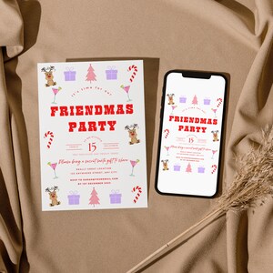 Editable Christmas Party Invitation, friendmas Party Invitation, Party Announcement, Printable Template,Christmas Invitation Download