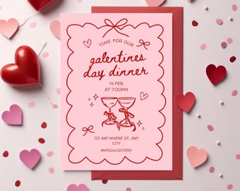 Editable Galentine's Day Invitation Template | Girls Night Invite (Digital Download)