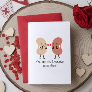 Niedliche Valentinstags-Karte für Sie, Jubiläums-Karte für Ihn, lustiges Wortspiel Karte Wortspiel Valentinstag-Karte, du bist meine Lieblings-Menschenbohne