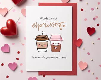 Linda tarjeta del día de San Valentín, tarjeta de aniversario, divertido juego de palabras, tarjeta del día de San Valentín, las palabras no pueden expresar lo mucho que significas para mí.