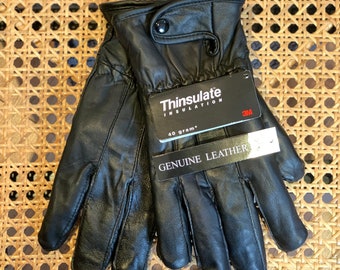 Gants noirs pour écran tactile en cuir véritable pour hommes, gants chauds d'hiver doublés de 3ML, gants de conduite pour moto avec bouton, taille L/XL