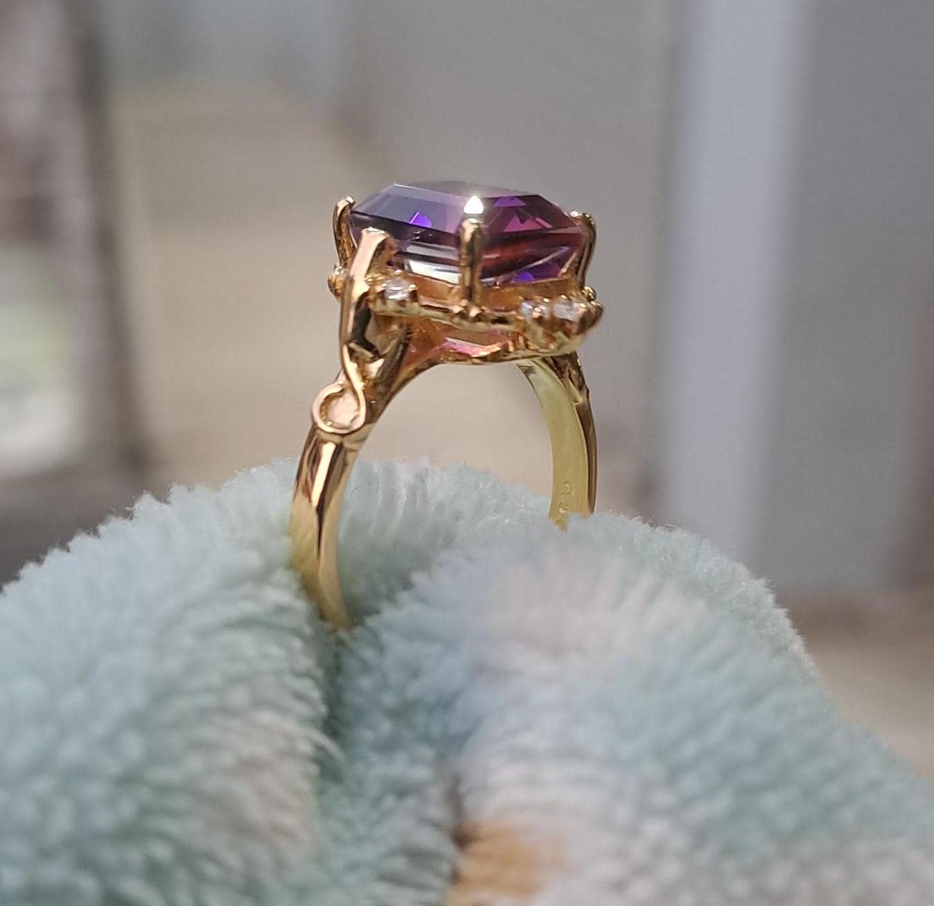 ファッションリング】K18/アメジスト/#14 K10イエローゴールドライト