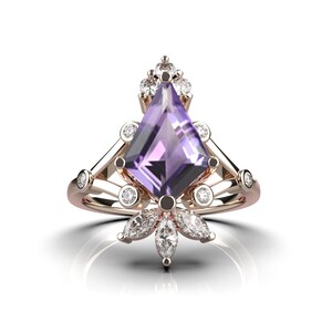 Bague cerf-volant améthyste naturelle bague de naissance février bague cadeau de Noël bague cerf-volant améthyste bague de fiançailles cadeau pour elle bague femme