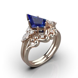 Cerf-volant bague saphir bleu bague de fiançailles cadeau de Noël bague saphir bleu bague cadeau pour elle bague femme cerf-volant