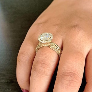 Moissanite Engagement Ring: 925 Sterling Silver, Round Cut, Handmade