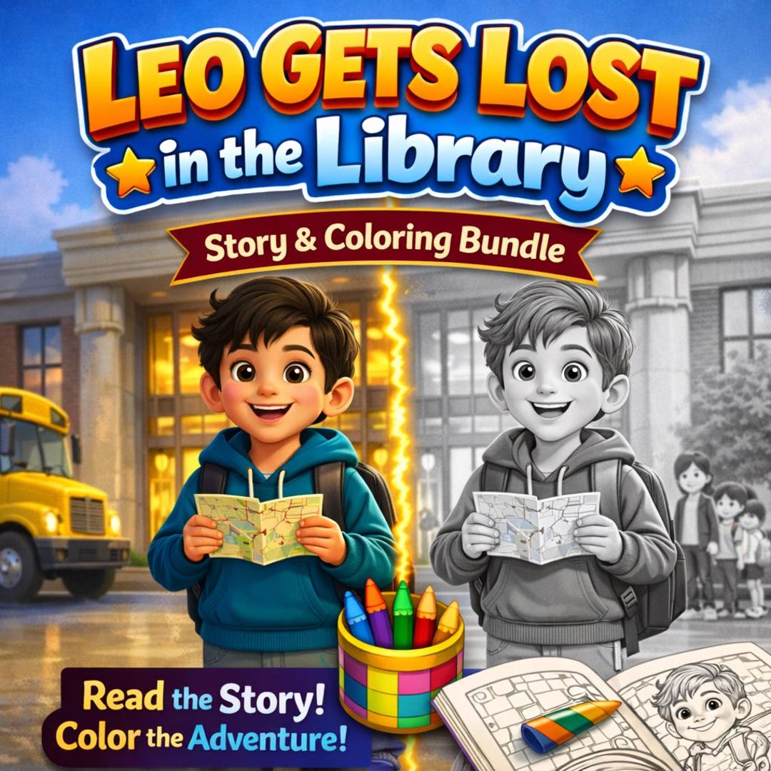 Lost In The Library Leo Gets Lost in the Library | Kids Story & Coloring Book (PDF Download ...