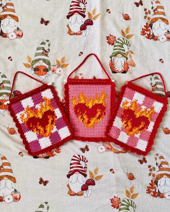 Flaming Heart Tapestry PDF Crochet Pattern - Etsy