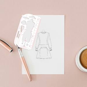 Menselijk lichaam tekening sjabloon liniaal modeontwerpstijl voor kledingontwerper - afdrukbaar - lasergesneden bestanden DXF