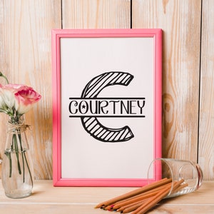 Split Monogram Alphabet SVG, PNG, EPS Split Monogram Frame Alphabet, Silhouette, 31 Individual Svg Png Eps Files