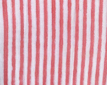 Pink Stripe Hand Block Print Cotton Fabric by the Yard | Jaipur Indian Fabric for Sewing, Quilting, Dressmaking & Crafts