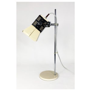 Vintage 70s Adjustable Lamp, Josef Hurka, Lidokov, L286, Metal, Mid-Century, Off-White/Brown