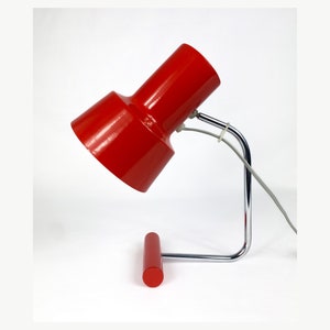 Original 60&#39;s Vintage Table Lamp, Josef Hurka, Napako Red Metal Mid-Century, Adjustable
