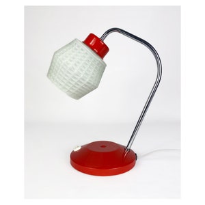 Vintage 60s red lamp, Josef Hurka, Lidokov L204, opal glass, metal, mid-century