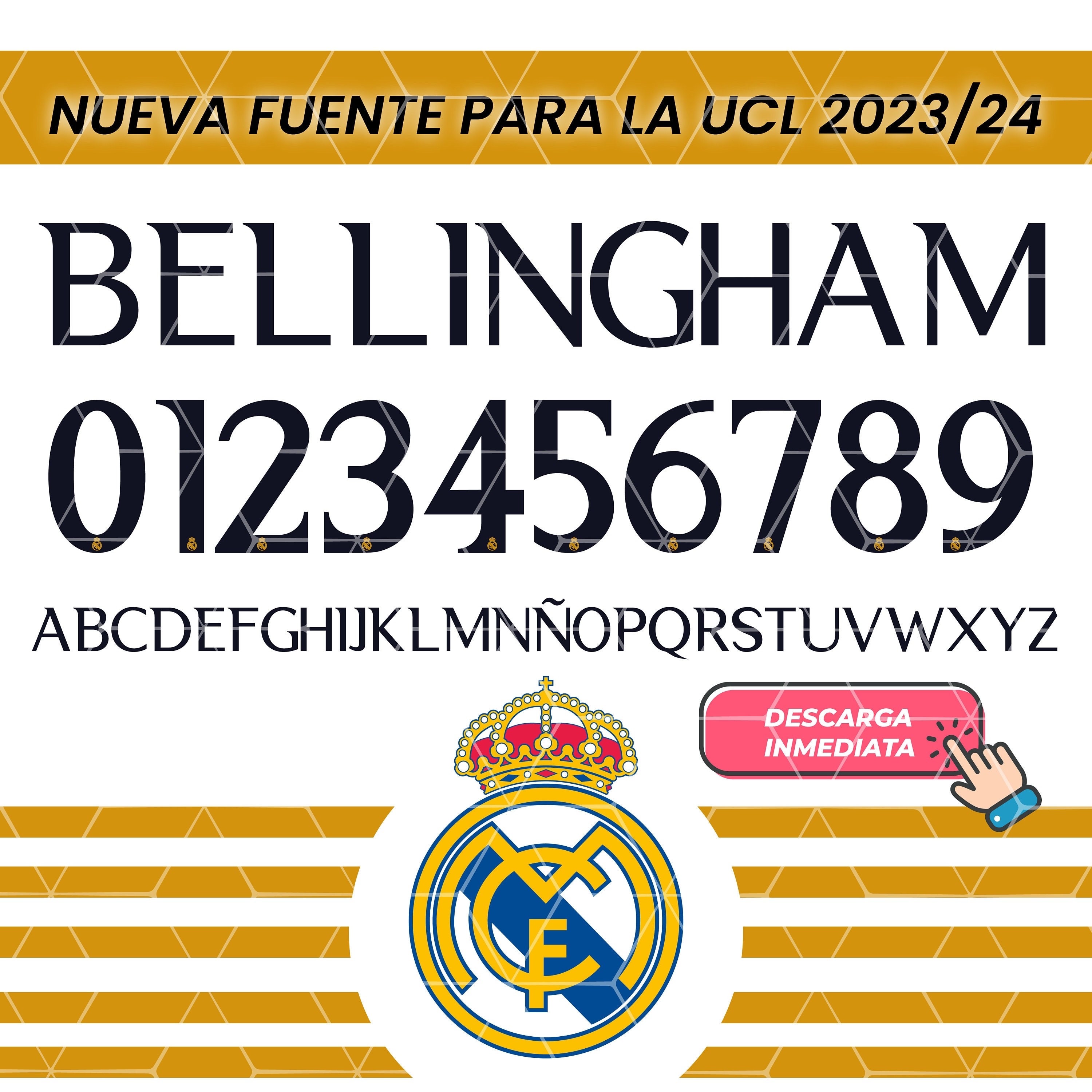 NEW Font Vector Jersey Real Madrid 2023/24 Champions League, Soccer