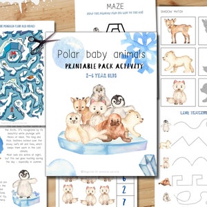 Polar baby animals Printable - ACTIVITY Pack, Handwriting, Homeschool Printable, Montessori, Homeschool INSTANT DOWNLOAD