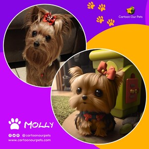 Custom 3D Pet Portrait – Digital Dog or Cat Art | Personalized Cartoon Pet Image from Photo | Cute Poster-Size Pet Drawing