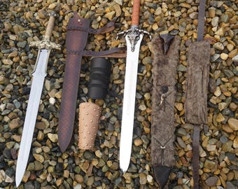 Atlantean Sword Conan Barbarian Sword with antique Leather sheath | Conan father Sword Leather Sheath - Medieval Fantasy,Dual Pack Best Gift