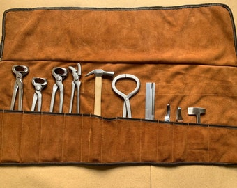 Handmade Farrier tool Kit for shoeing and horse care Gift for anniversary gift,Gift for Him,10 Pcs Tool Kit with Beautiful Leather carrier