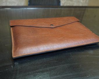 Personalized Leather MacBook Sleeve with Handle Grip