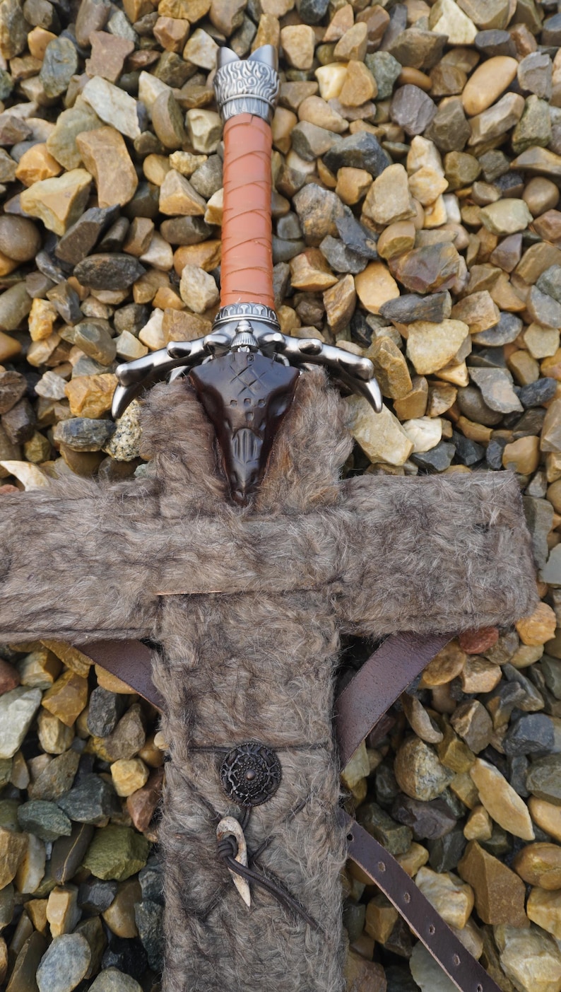 Atlantesvärd Conan Barbarsvärd Läderfodral | Conan Father Sword Läderslida - Medeltida fantasi Barbar Atlantesvärdfodral bild 9