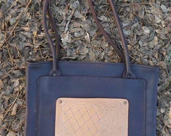 Handmade Leather Tote Bag, Designed for College and Office