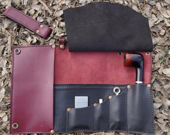 Genuine Leather Tobacco Pipe Travel Kit – Personalized Gift for Smokers