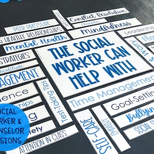 Counseling Bulletin Board Collage Roles of a Social Worker or Roles of a Counselor Office Decor