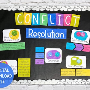 Conflict Resolution Bulletin Board School Social Work or School Counseling Office Decor