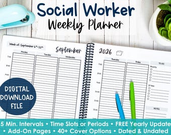 School Social Worker Planner 2026-2027: Dated Weekly Schedule (Digital Download)