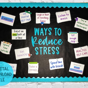 Stress Bulletin Board School Social Work or School Counseling Office Decor